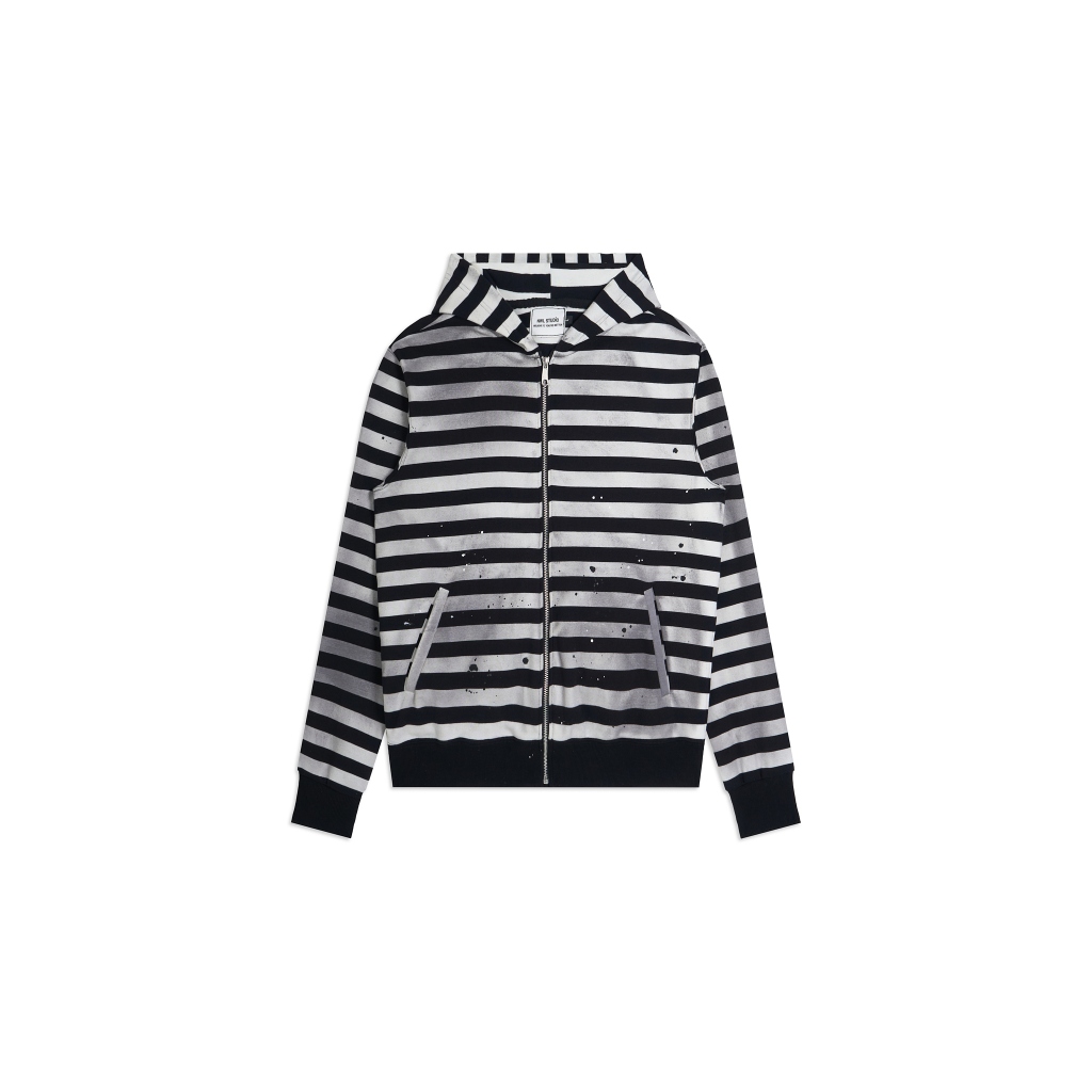 Stripes Zebra Zipped Hoodie Boxy / เสื้อฮู้ดม้าลาย