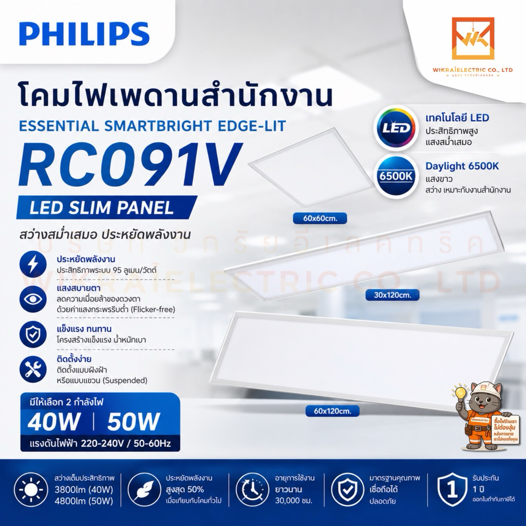 PHILIPS โคมไฟ SmartBright LED Slim Panel ฟิลิปส์ ขนาด 60x60 30x120 ...