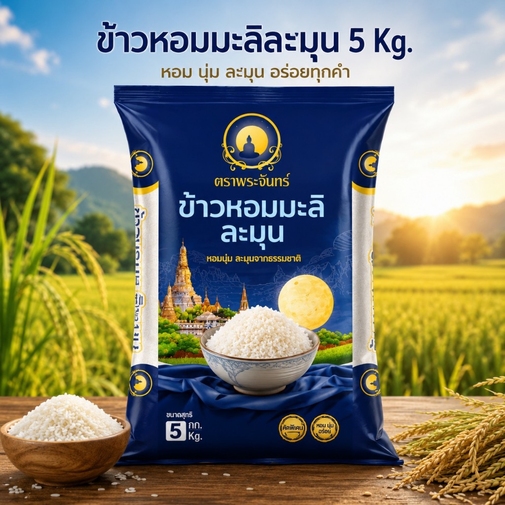 [ โปรคุ้ม] ข้าวสารตราพระจันทร์ หอมละมุน 5 กิโลกรัม โปรเปิดตัว หอม นุ่ม คุ้ม โปรด่วนในไลฟ์ รีบกด ส่งตรงจากโรงสี รีบกด