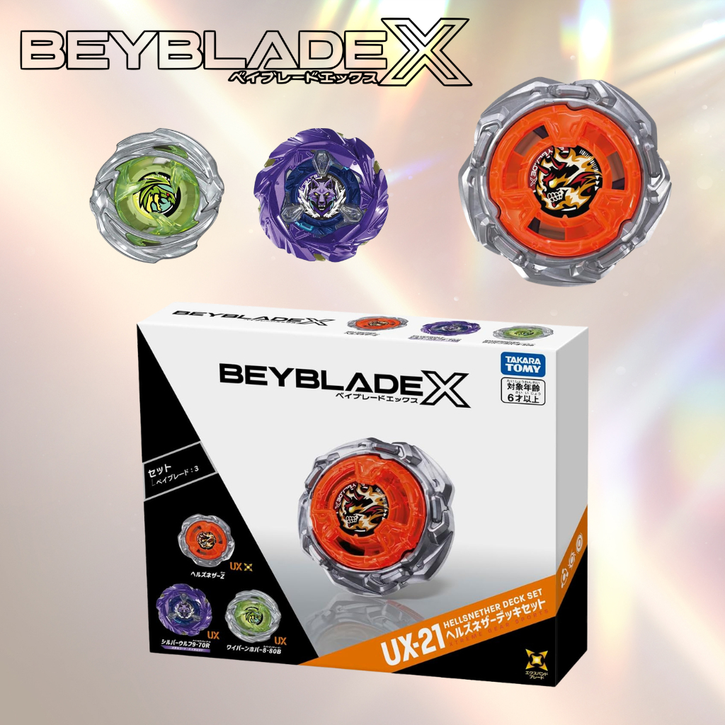 Takara Tomy Beyblade X UX-21 Hell Nether Deck Set Battle Top Set