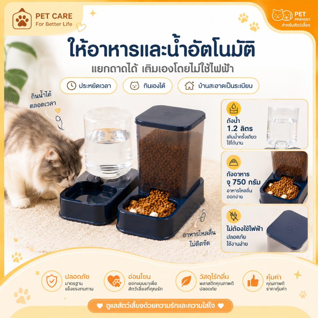 เครื่องให้อาหารและน้ำสุนัขแมวอัตโนมัติ