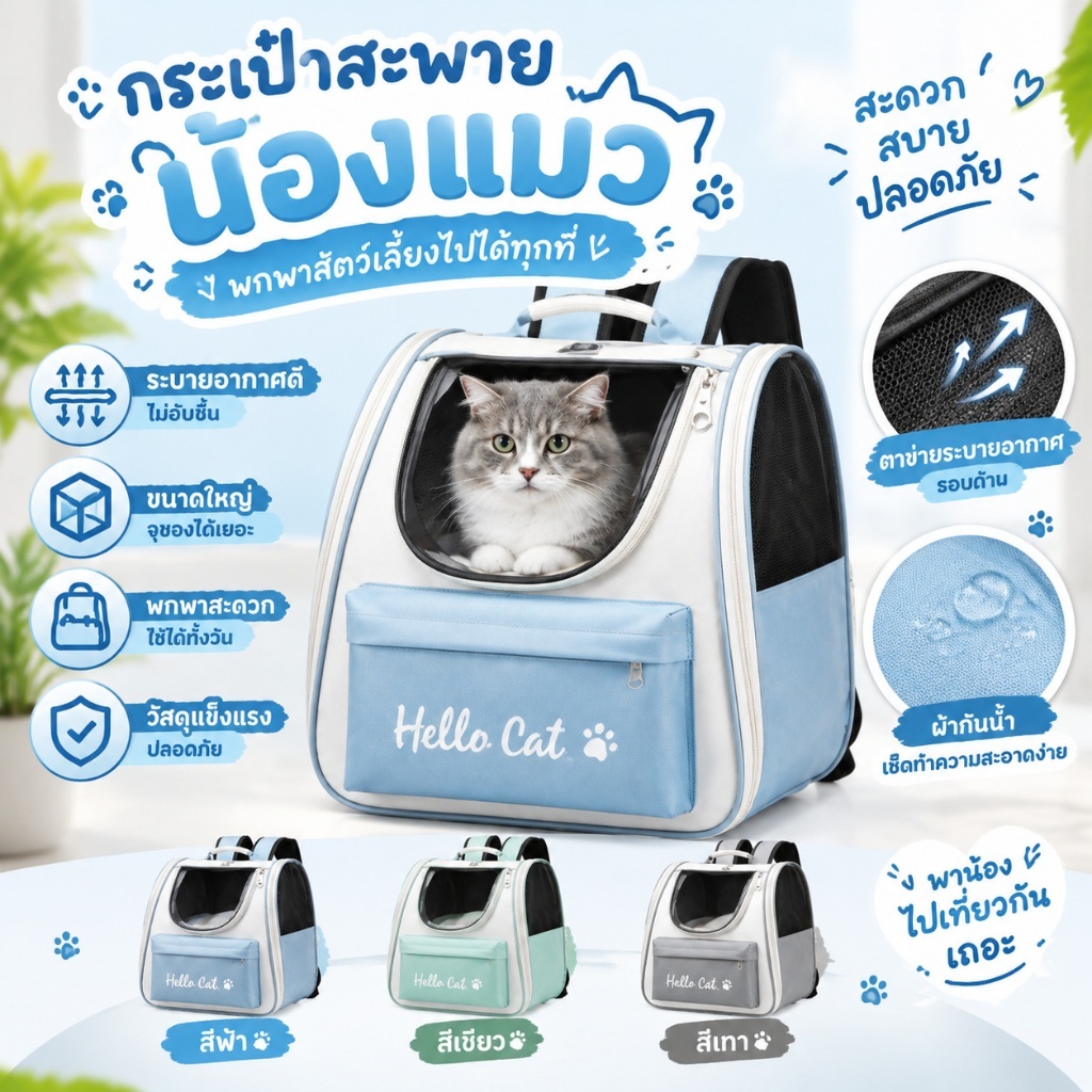 กระเป๋าใส่สัตว์เลี้ยง เป้สัตว์เลี้ยง พับเก็บได้