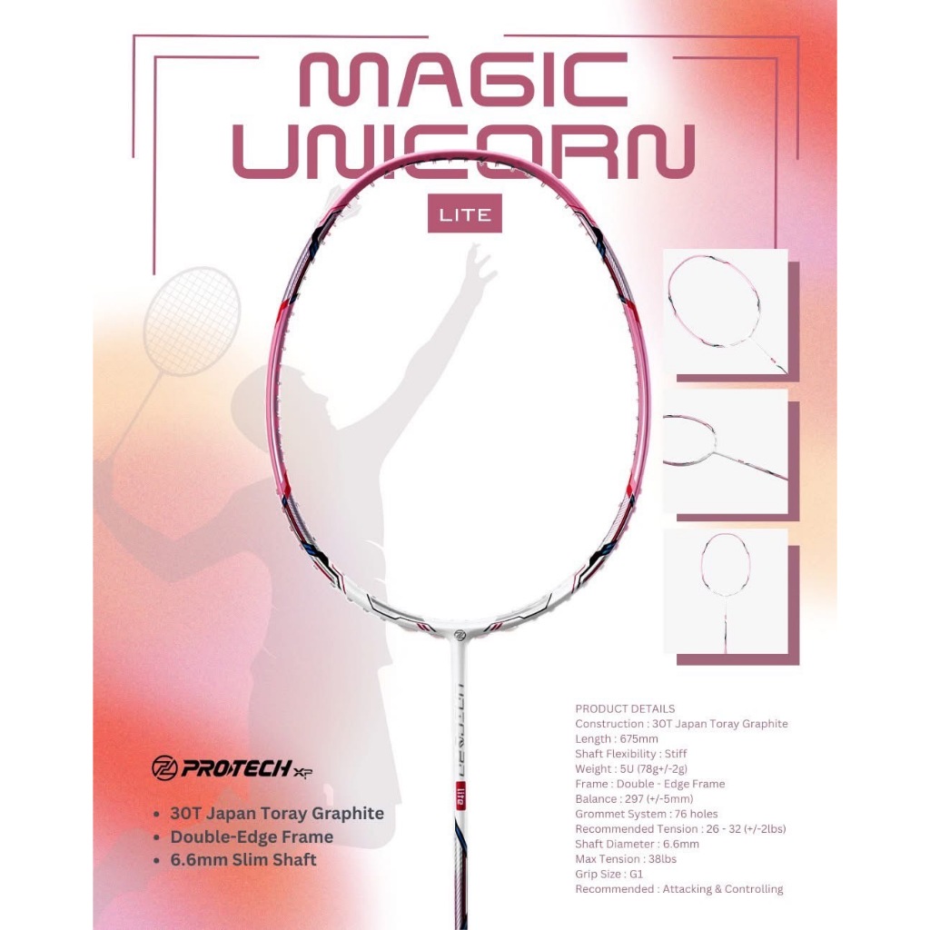 Protech Sports ไม้แบดมินตัน รุ่น Magic Unicorn Lite | Shopee Thailand