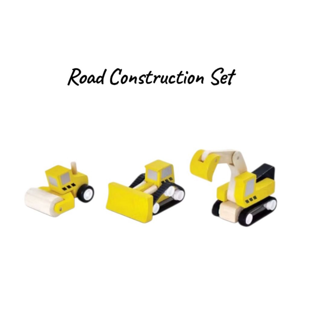 PlanToys ของเล่นไม้ Road Construction Set – 6014 ชุดรถสร้างถนน เสริม ...