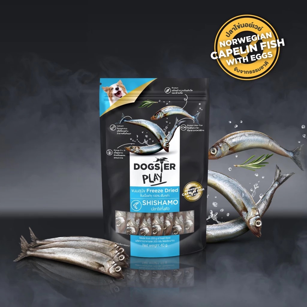 Dogster Play Black ถุงดำ ขนมสุนัข Freeze Dried ท็อปปิ้งฟรีซดรายสำหรับ ...