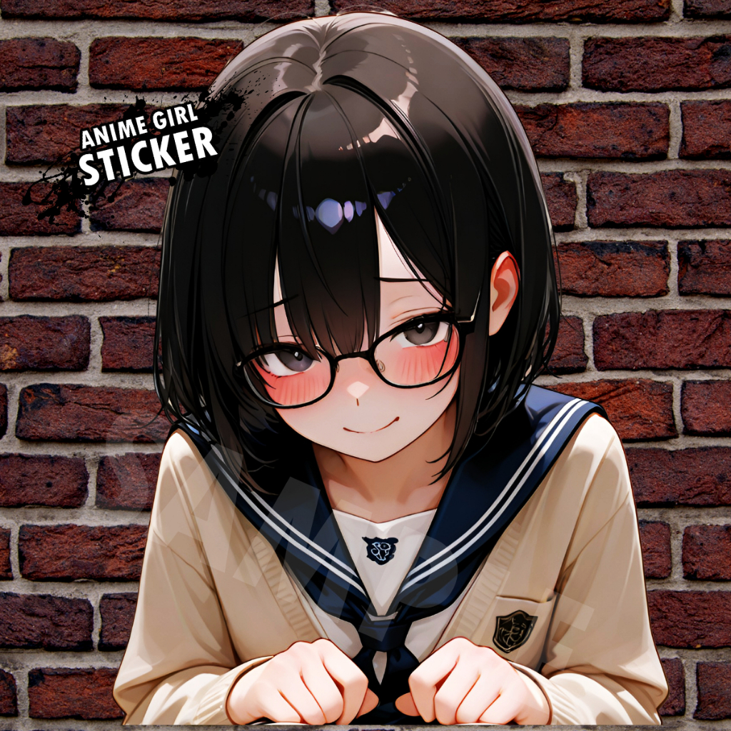 สาวแว่น อนิเมะ โดจิน สติ๊กเกอร์ การ์ตูนญี่ปุ่น Anime Girl Sticker ...