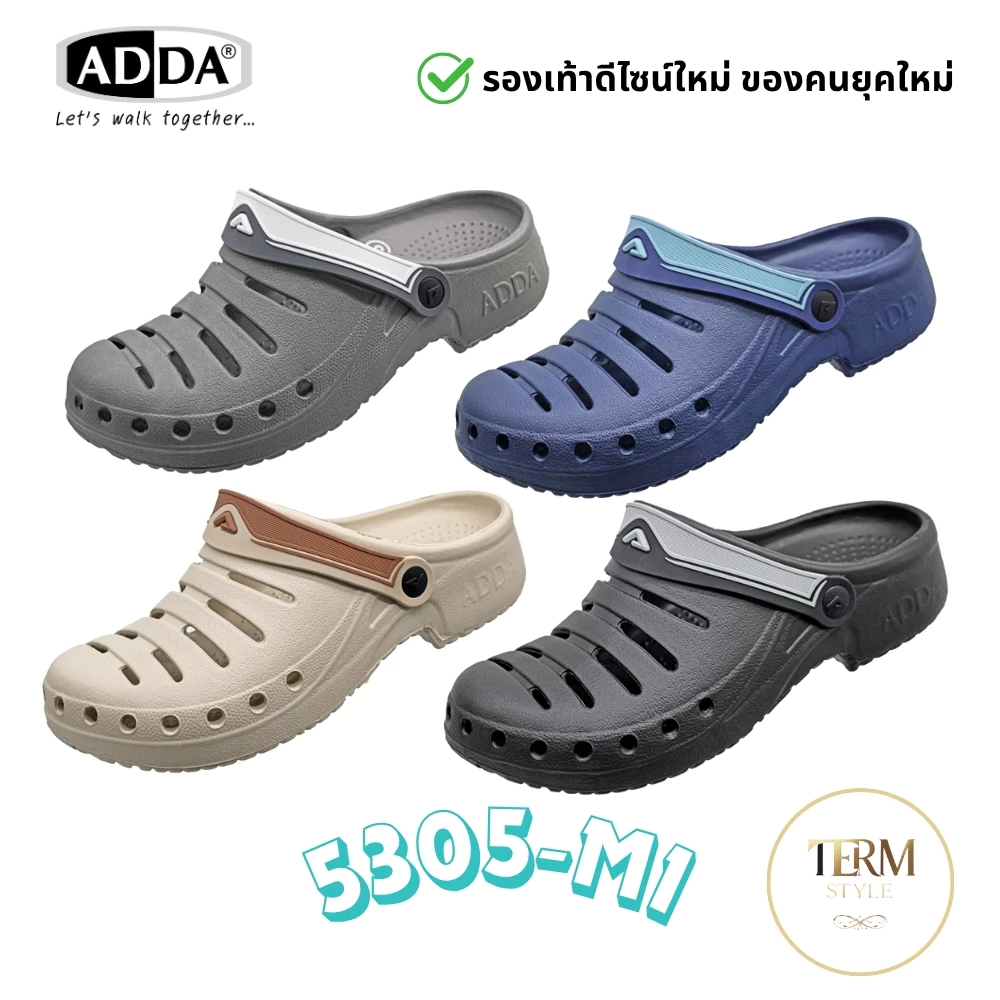 ADDA 5305-M1 รองเท้าหัวโตผู้ชาย โฟม EVA นุ่มเบา มีสายรัดส้น ลุยน้ำได้ ของแท้