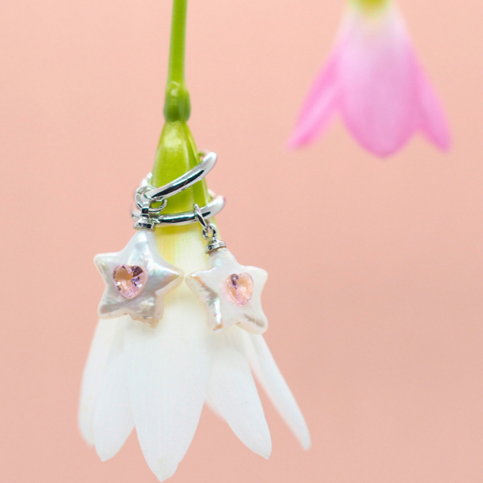 just gleam things - Twinkle Heart Earrings ต่างหูมุกน้ำจืดทรงดาว ฝัง ...