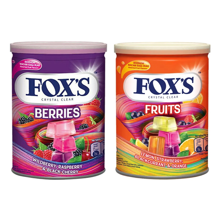 Fox's Crystal Clear Candy Tin 180g Fruits / Berries ฟ็อกซ์ ลูกอมรสผลไม้ ...