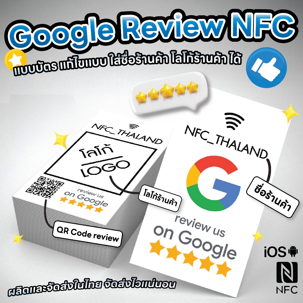 บัตร,อะคริลิคตั้งโต๊ะ รีวิวสถานที่ Google Review / Google Map NFC Card