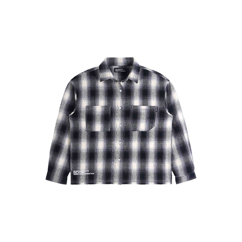 Plaid Long Sleeve Shirt Black-White / เสื้อเชิ้ตลายสก็อต