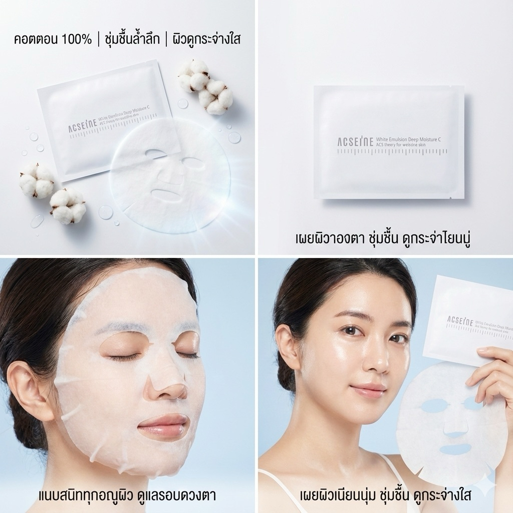 (ส่งฟรี) White Emulsion Deep Moisture C Mask [x8] มาสก์ Whitening ...