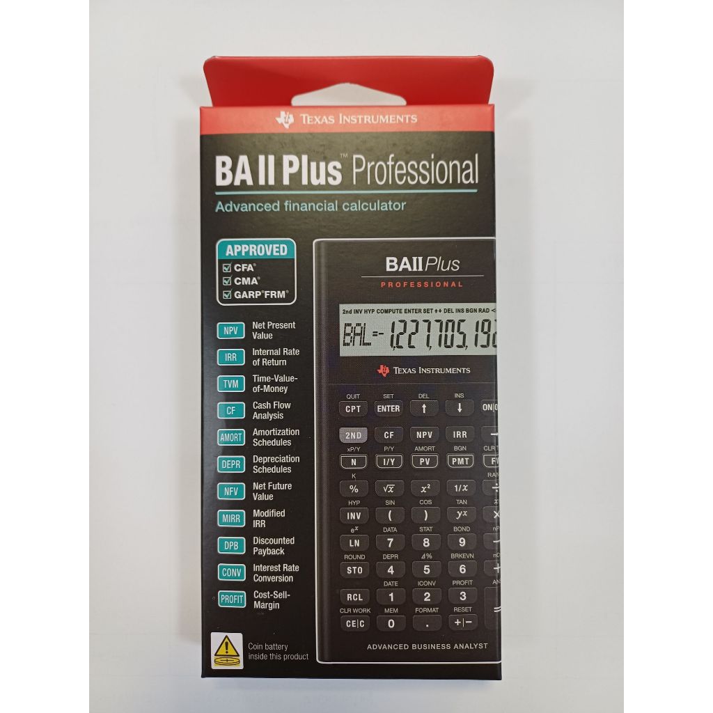 แฟลชเซลล์ BA II Plus Professional เครื่องคิดเลขการเงิน Texas ...