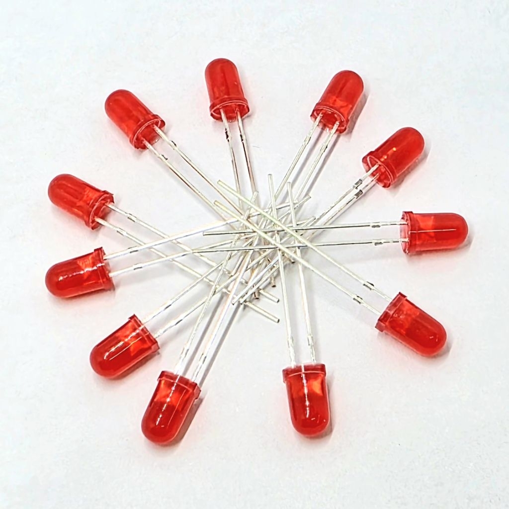 (10 ตัว) แอลอีดี สีแดง ขนาด 5 มิล จำนวน 10 หลอด, RED LED 5mm. 10 pcs ...