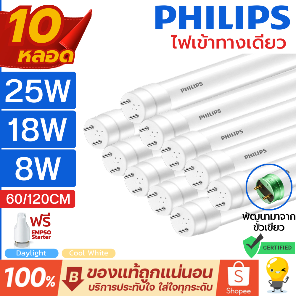 Philips InstantFit LED T8 Tube – 8FT, 5000K Daylight, Electronic Ballast Compatible, No Rewiring