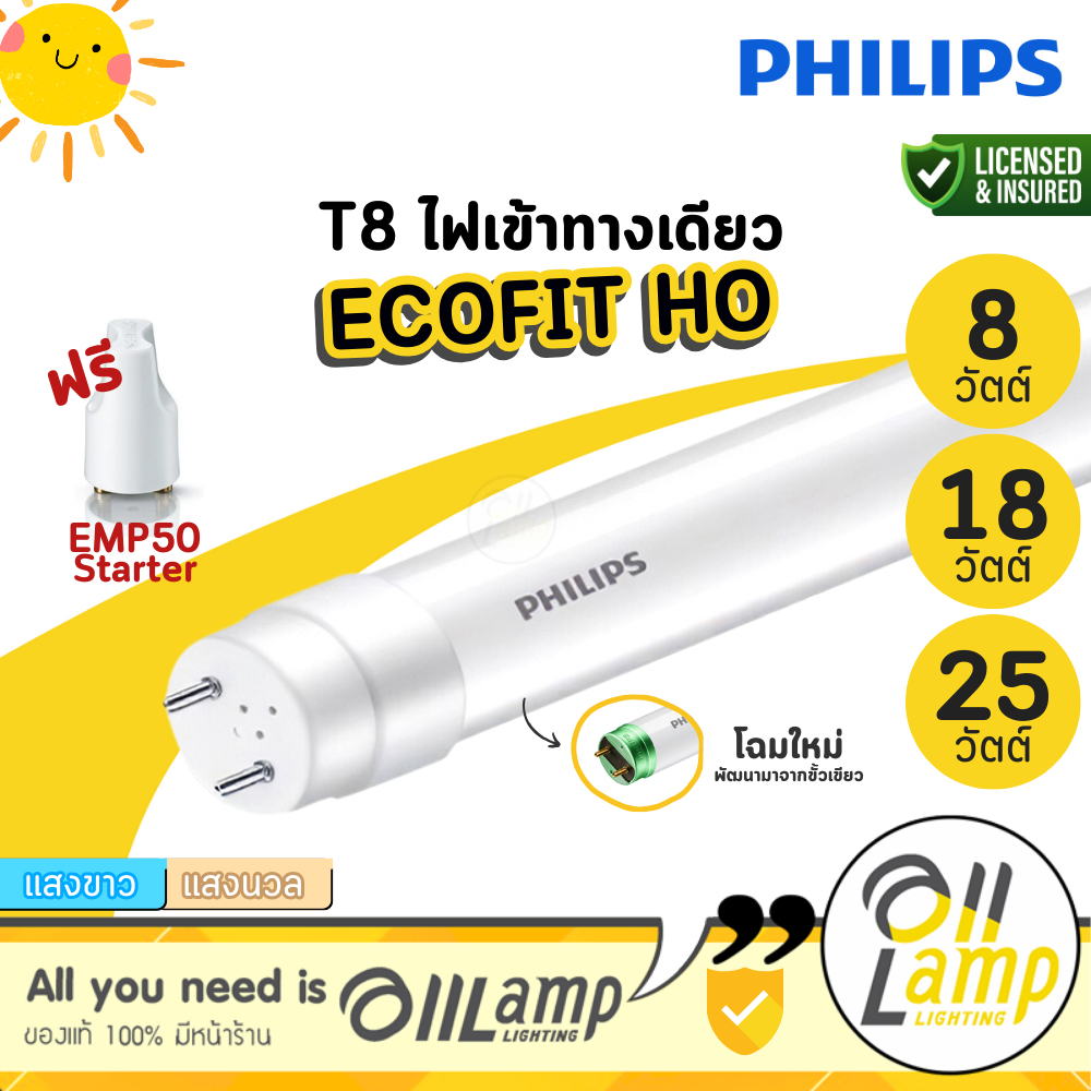 Philips LED tube T8 8w 18w 25w หลอดนีออนฟิลิปส์ รุ่น LED Ecofit HO ขนาด ...