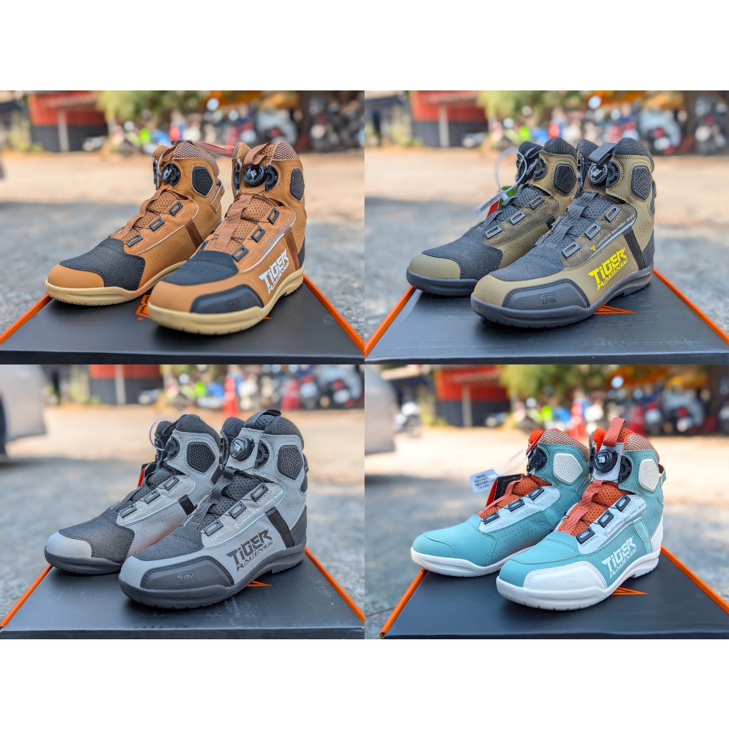 รองเท้าขี่มอเตอร์ไซค์ Tiger รุ่น R1 5สี ดำ เทา ฟ้าขาว น้ำตาลอ่อน น้ำตาล ...