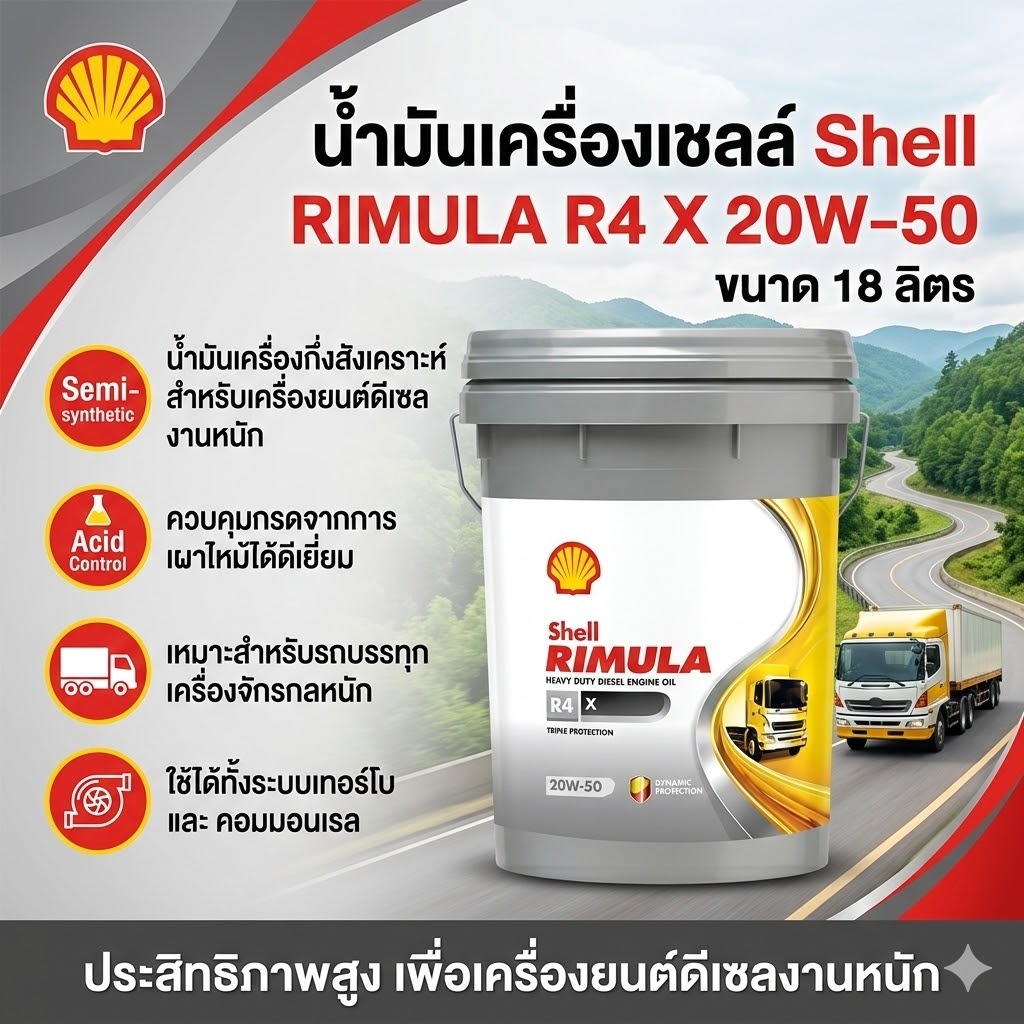 น้ำมันเครื่องเชลล์ ริมูล่า R4X 20W50 18L | Shopee Thailand