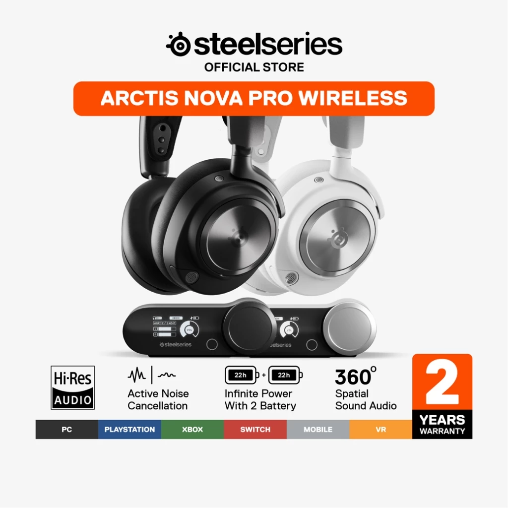SteelSeries Arctis Nova Pro Wireless (สายโฟกัสสูง ตัดเสียงรบกวน)