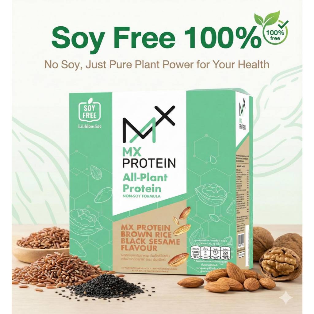 [1 กล่อง] MX PROTEIN All-Plant เอ็มเอ็กซ์ โปรตีน สูตรข้าวกล้องงาดำ ไร้ ...