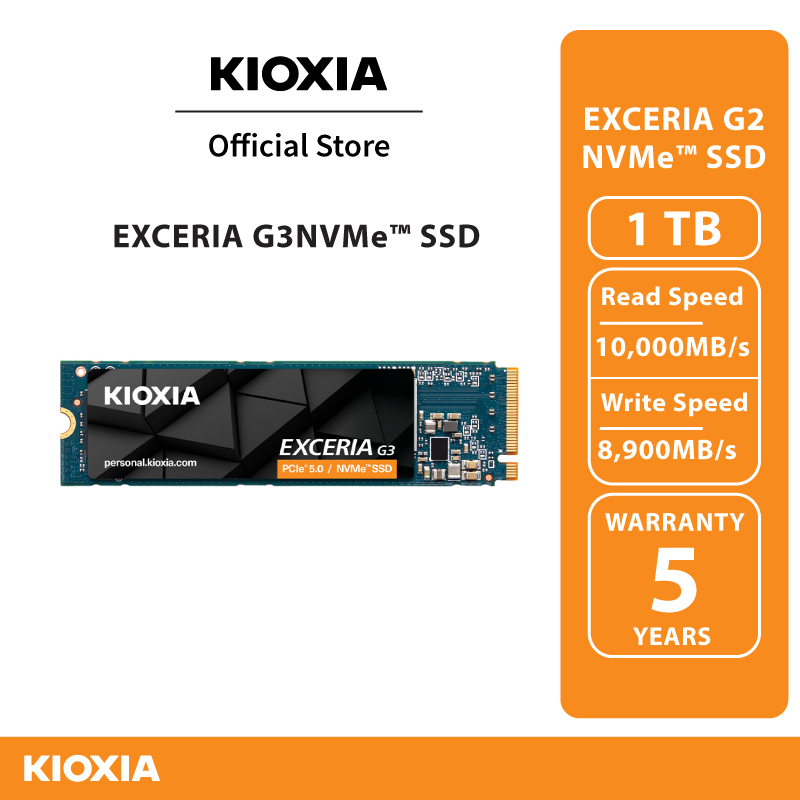 KIOXIA EXCERIA G3 NVMe™ Internal SSD 1TB R10,000 W8,900 PCIe Gen