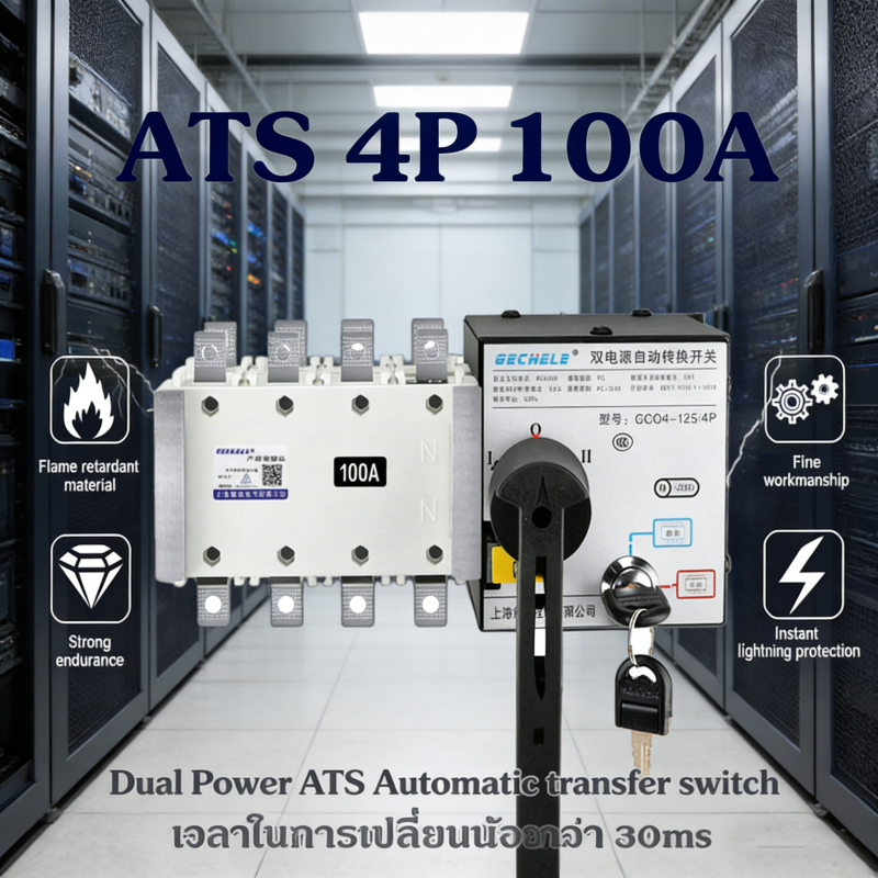 ATS 4P 100A สวิตช์เปลี่ยนอัตโนมัติ 400V Dual Power Automatic Transfer ...