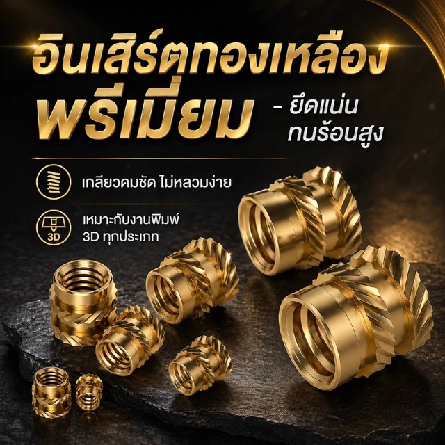 Brass Heat Set Inserts M1 M2 M3 M4 M5 M6 น็อตฝังทองเหลือง สำหรับพลาสติก งานพิมพ์ 3D Threaded Insert