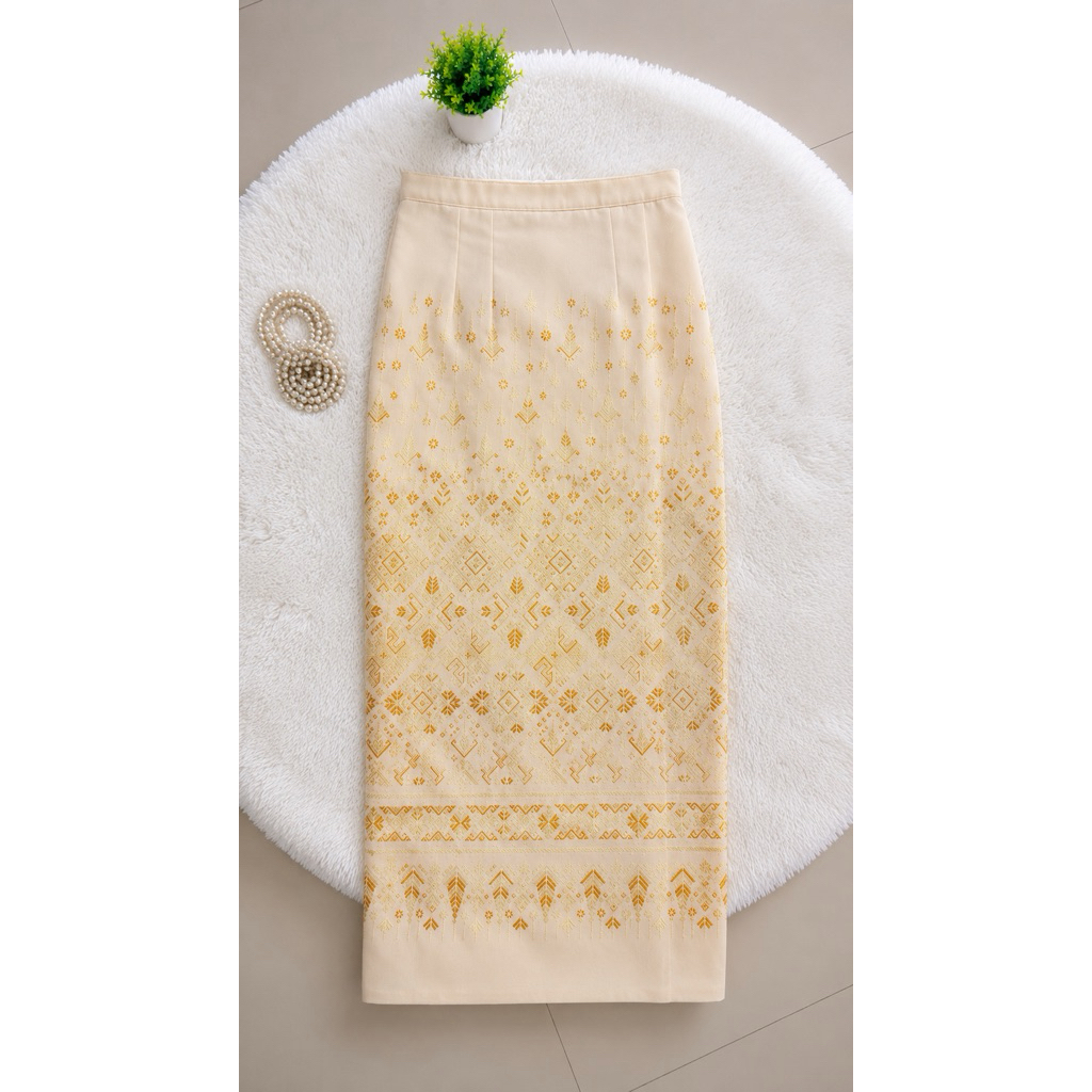 ผ้าถุงสำเร็จลายแพรวากาฬสินธุ์ ซิปหลัง ตะขอหลัง ใส่สบาย ตรงปก 100% มุมมองที่ 6