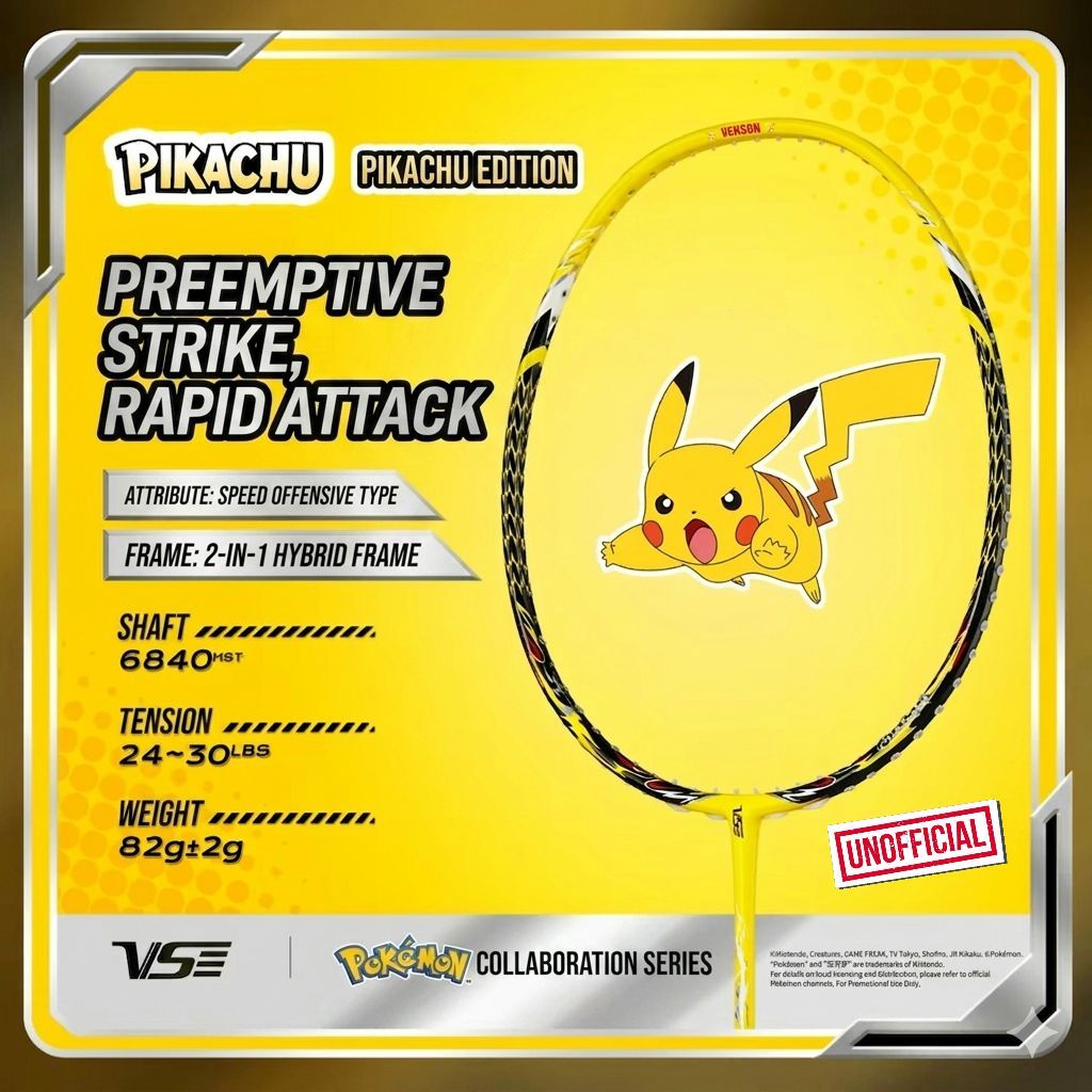 🔥 ไม้แบดมินตัน VENSON x POKÉMON รุ่น PIKACHU สายสปีดความเร็วสูง สวนกลับ ...