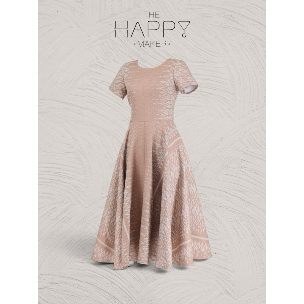 เดรสเจ้าหญิงผ้าฝ้ายราชวัตรสีครีม ทรงสวยทุกรูปร่าง ไซส์ XS-4XL มุมมองที่ 4