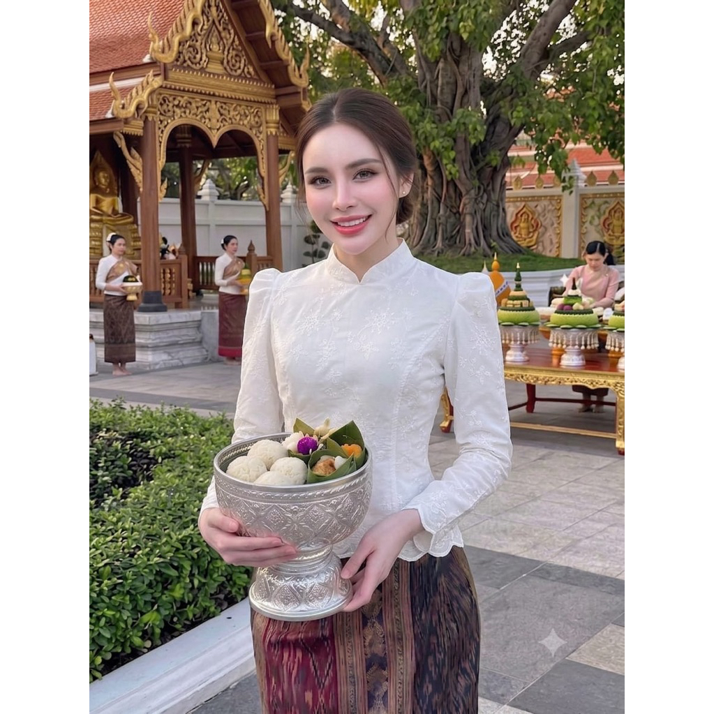 เสื้อผ้าฝ้ายพรีเมี่ยมใส่ไปวัดทำบุญ เนื้อนุ่มไม่ร้อน ไม่คัน พร้อมส่ง มุมมองที่ 6