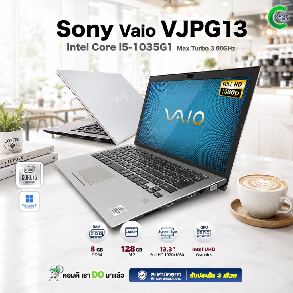 โน๊ตบุ๊ค Sony Vaio Core i5 Gen10 /RAM 8GB /SSD 128GB /13.3”Full-HD /WiFi /Bluetooth /Webcam /สภาพดี By Comdee2you | Shopee Thailand