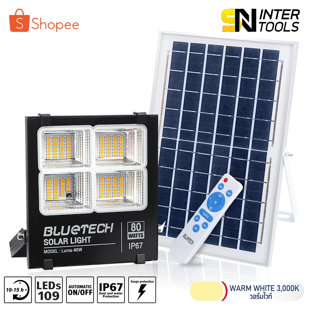 [ลดพิเศษ] Bluetech USA ไฟโซล่าเซลล์ Solar Cell LED Floodlight ...