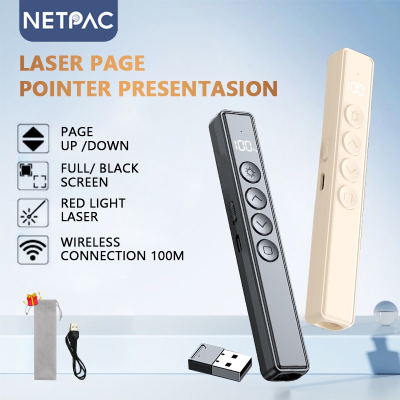 NETPAC S16 2.4Ghz เลเซอร์ปากกาพลิก PPT ชาร์จ Type C ใช้งานได้นาน พลัก ...