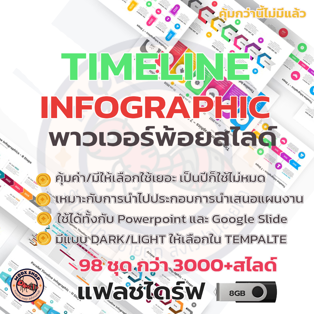 003-USB แฟลชไดร์ฟ ไทม์ไลน์ อินโฟกราฟฟิคเทมเพลท Timeline Infographic ...