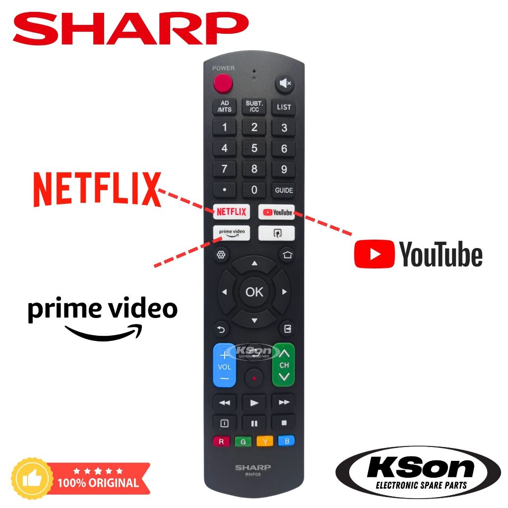 รีโมททีวี สมาร์ททีวี ชาร์ป อะไหล่ทีวี Sharp Smart TV Remote Control ...