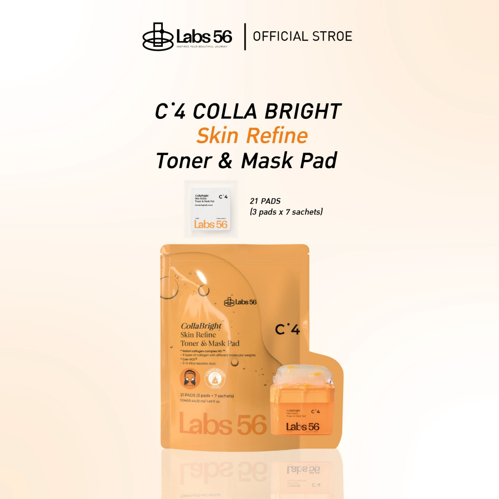 (Travel size|1 ห่อ 21 แผ่น) Labs56 C4-CollaBright Toner & Mask Pad|โทน ...