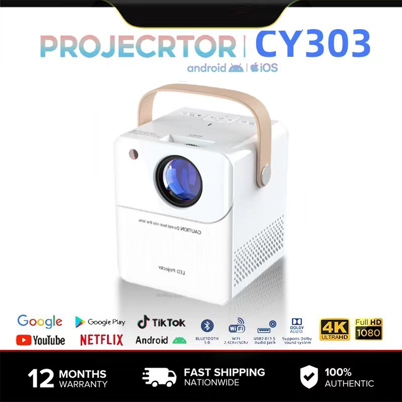 โปรเจคเตอร์มินิ projector CY303 PRO โปรเจคเตอร์ดูหนัง WiFi 1920*1080P ...