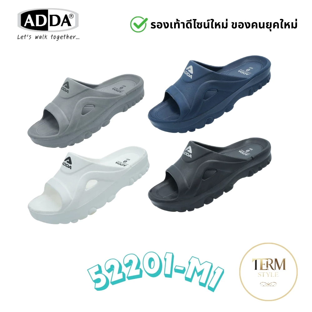 ADDA 52201-M1 รองเท้าแตะผู้ชาย แบบสวม คลาสสิก ยางล้วน ทนทาน กันน้ำ ของแท้