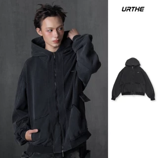 URTHE - เสื้อฮู้ดดี้ Oversize รุ่น GENTLE BIRTH FADED ZIPUP
