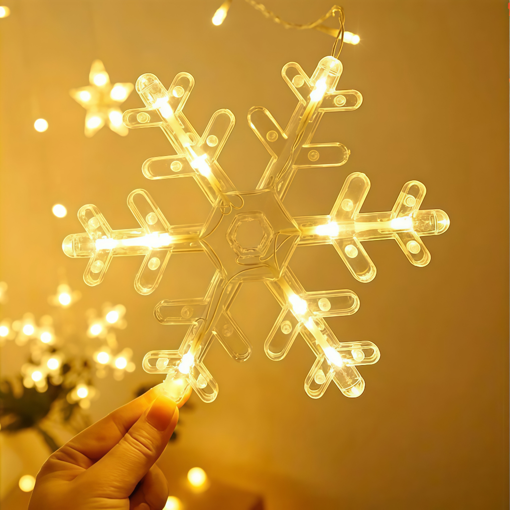 ❄️แสงม่านเกล็ดหิมะดาว❄️ไฟเส้นแขวน 3.5 เมตร ไฟประดับ ไฟคริสต์มาส ของแต่งบ้าน DIY สั่งทำ กันน้ำกลางแจ้ง