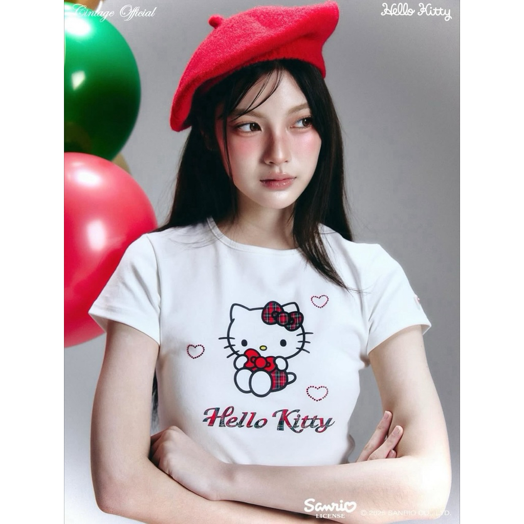 ️เสื้อครอป Cintage x Hello Kitty KT Scott white - ของใหม่ พร้อมส่ง (New ...