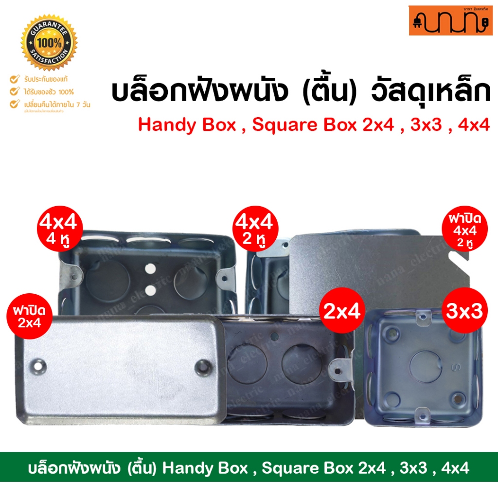 บล็อกฝังผนัง (ตื้น) วัสดุเหล็ก Handy Box , Square Box 2x4 , 4x4 , 3x3 ...