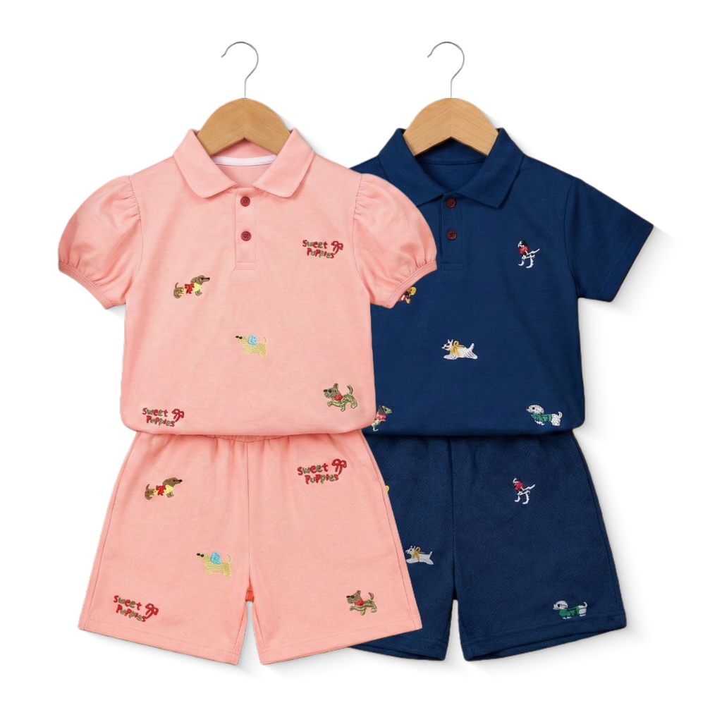 สินค้าใหม่ เสื้อผ้าเด็ก เสื้อแขนสั้น + กางเกงขาสั้น เด็กชาย หญิง ผ้าคอตตอลใส่สบาย