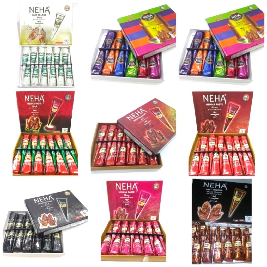 Neha Color Henna สติกเกอร์รอยสักชั่วคราว รูปกรวยเฮนน่า สีดํา สีน้ําตาล ...