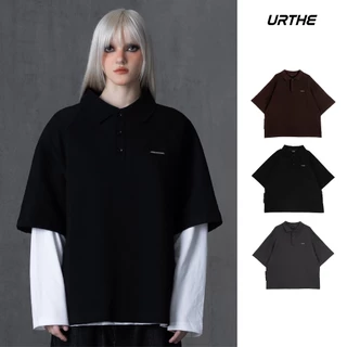 URTHE - เสื้อโปโล แขนสั้น Oversize รุ่น IMPATIENCE OF IMMEDIATE COLLAR POLO SHIRT