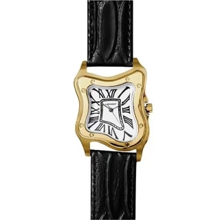 LAPHONT LAURENT WATCH LARGE GOLD CASE LEATHER BAND WHITE DIAL