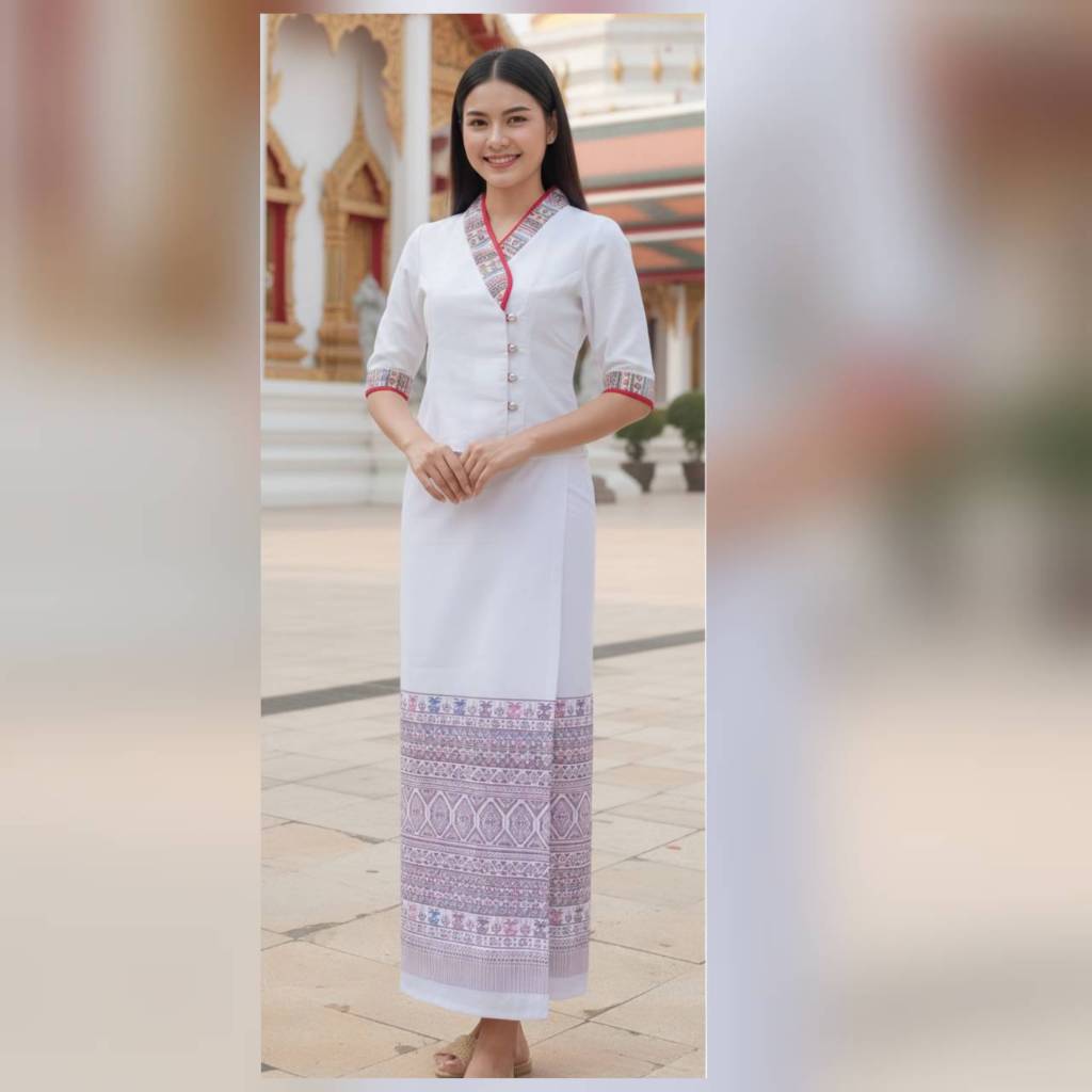 ชุดเจ้านางล้านนาผ้าฝ้ายแท้ ทรงสุภาพ ใส่สบายไม่ร้อน ไซส์ถึง6XL