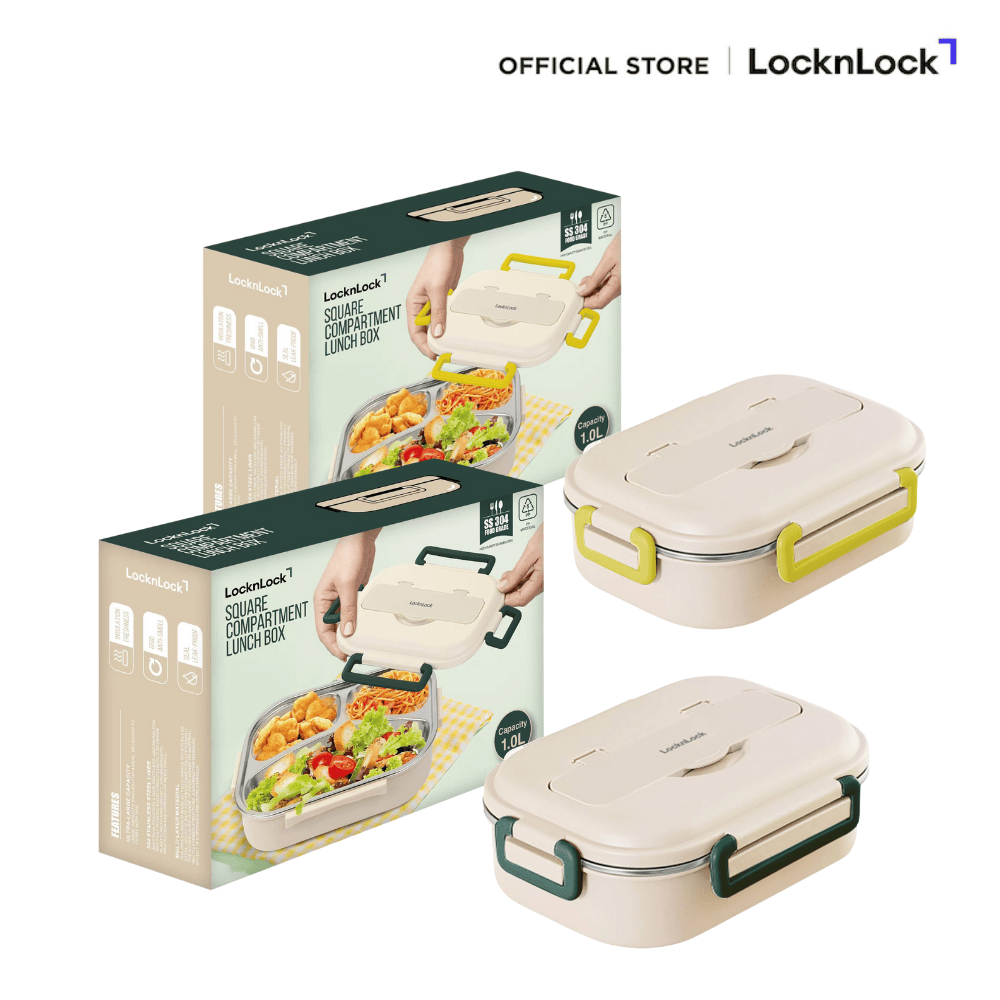 LocknLock กล่องอาหาร ความจุ 1 ลิตร square compartment lunch box 1 L ...