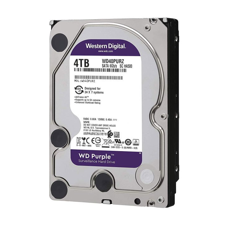 4TB WD PURPLE HDD CCTV (5400RPM, 256MB, SATA-3 (WD44PURZ) | Shopee